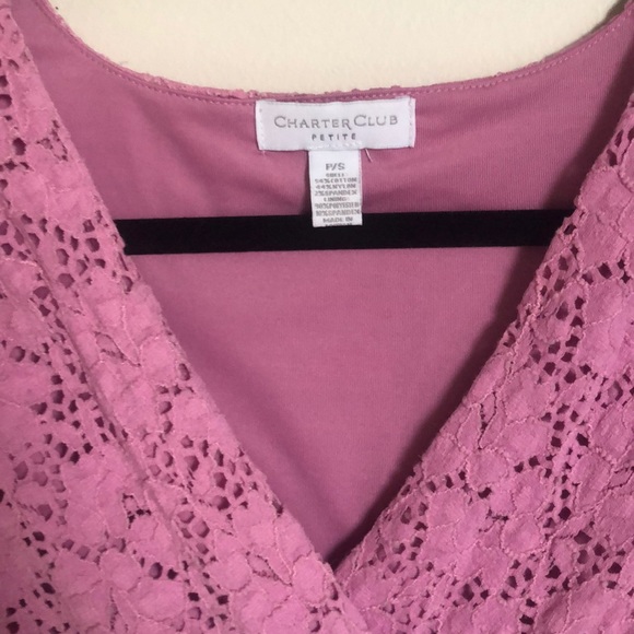 Charter Club pink eyelet cap sleeve blouse! - Picture 3 of 4